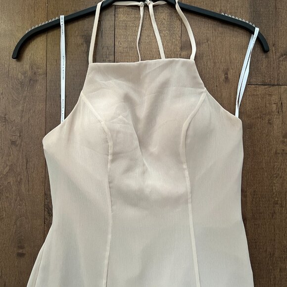 Watters & Watters Beige Spaghetti Strap Full-Length Formal Gown Dress Style 2509 - Picture 11 of 13